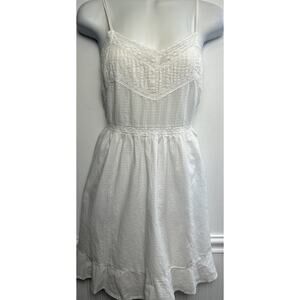 Sundress Junior L Lace Trim Short A-line Cottagecore Farmhouse Prairie Cotton